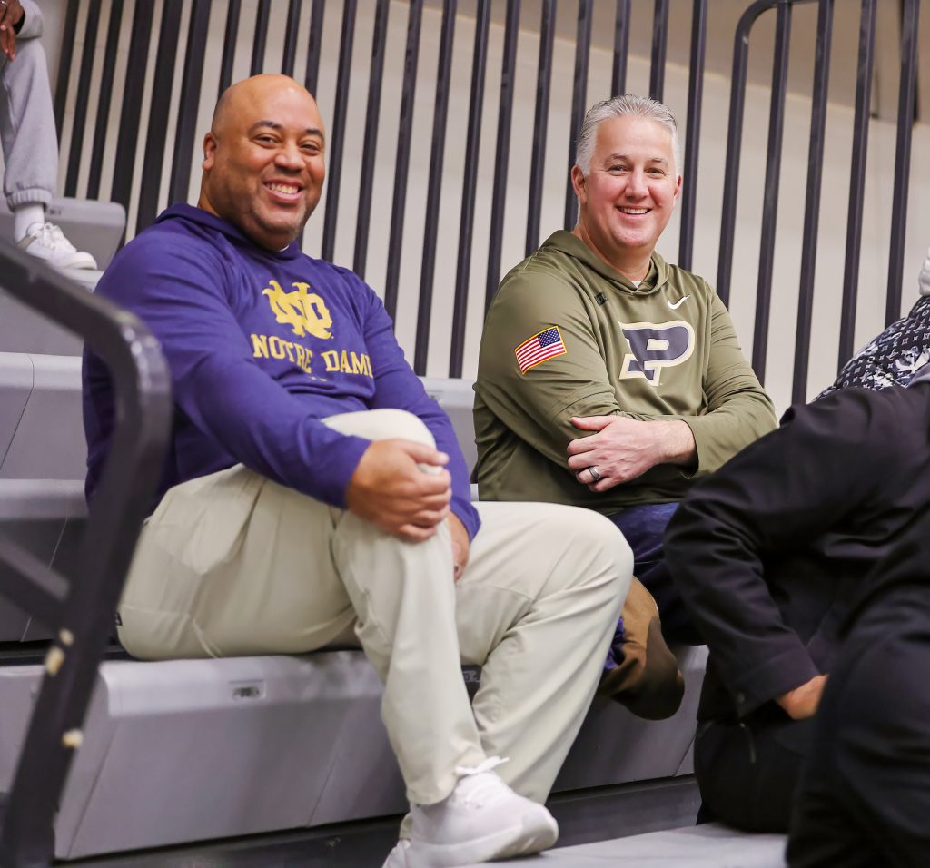 Notre Dame basketball head coach Micah Shrewsberry and Purdue head coach Matt Painter. (Photo: David Dixon)