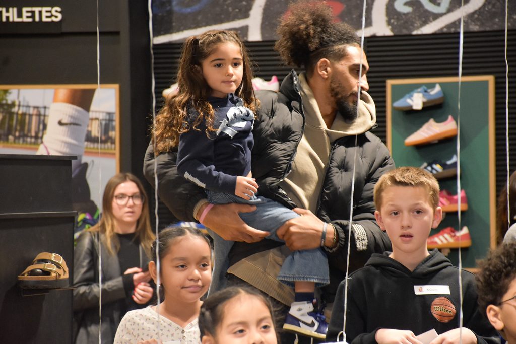 Indiana Pacers forward Obi Toppin hosting a community event at Dick's Sporting Goods on the northeast side of Indianapolis, Indiana in December of 2025.