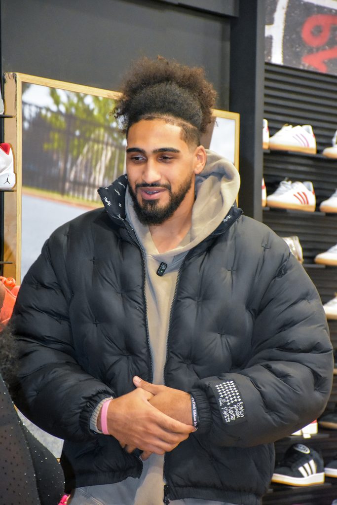 Indiana Pacers forward Obi Toppin hosting a community event at Dick's Sporting Goods on the northeast side of Indianapolis, Indiana in December of 2025.