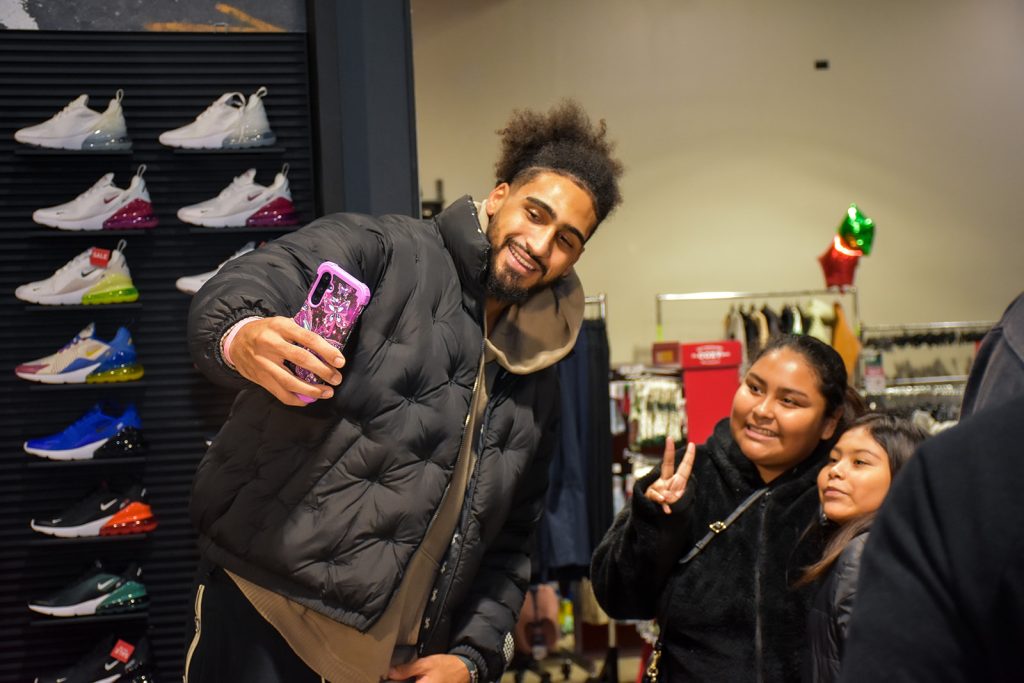 Indiana Pacers forward Obi Toppin hosting a community event at Dick's Sporting Goods on the northeast side of Indianapolis, Indiana in December of 2025.