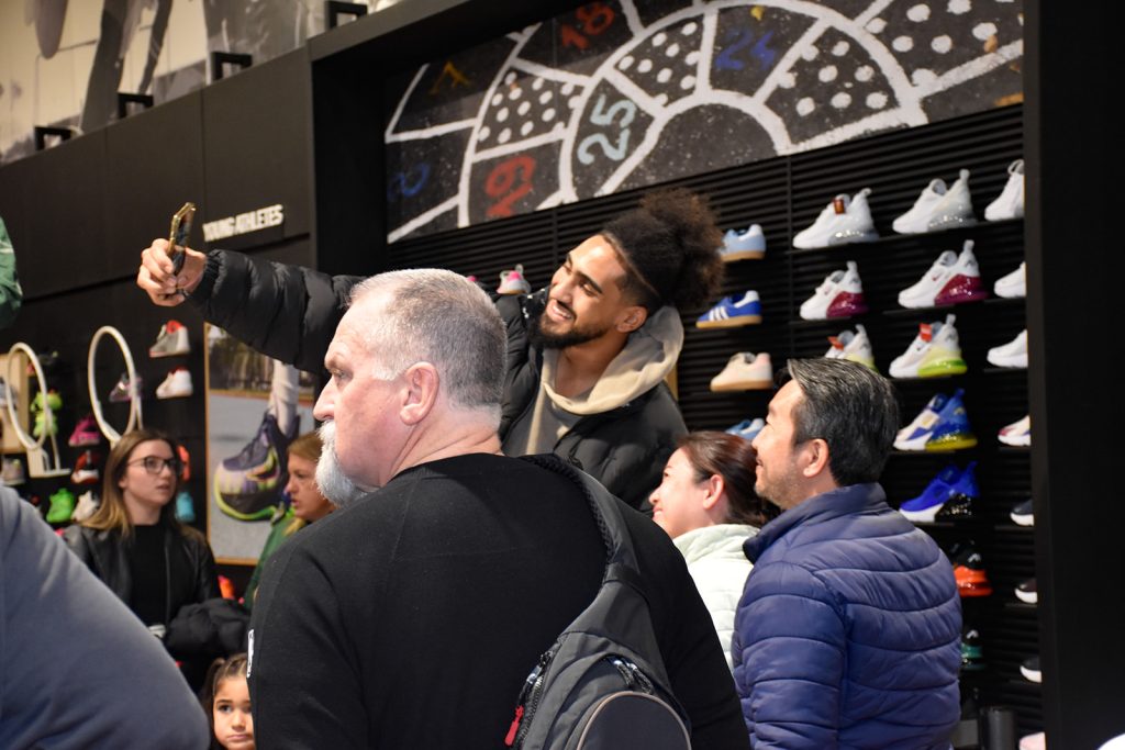 Indiana Pacers forward Obi Toppin hosting a community event at Dick's Sporting Goods on the northeast side of Indianapolis, Indiana in December of 2025.